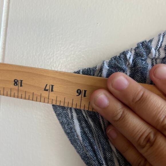 NWT Linen-Blend Cami Wide-Leg Jumpsuit Navy White Striped Size Medium - Picture 11 of 13